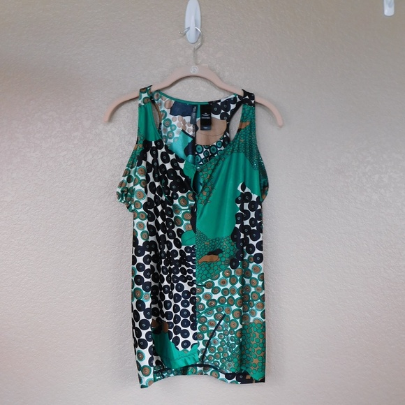 Bisou Bisou Green/Multi Print Sleeveless Top - Picture 1 of 4